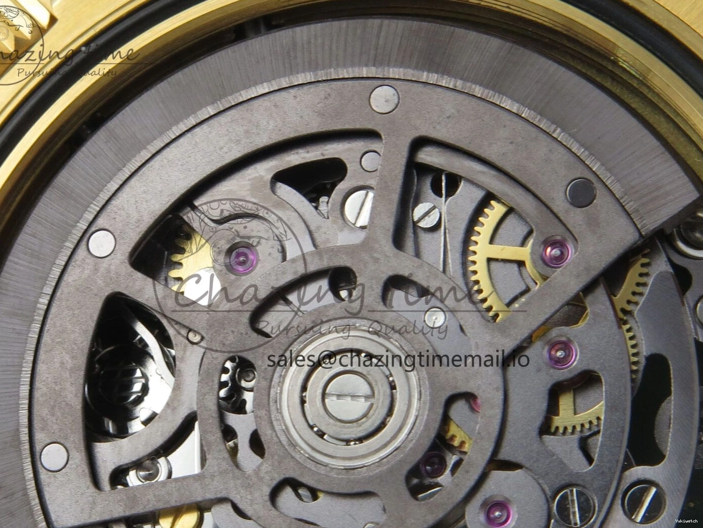 Bezel YG Crystals MPF SA4801 Skeleton Bracelet Custom 40mm Modded Green Dial Daytona on 0427